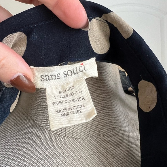 Sans souci polka dot navy sheer blouse small - Picture 5 of 6